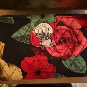 Vera Bradley Black and Red Floral Quilted Wallet